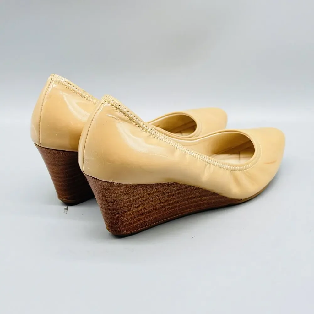 Cole Haan Shoes Womens 5 Beige Patent Wedge Heels Pump Grand OS Classic Slip On